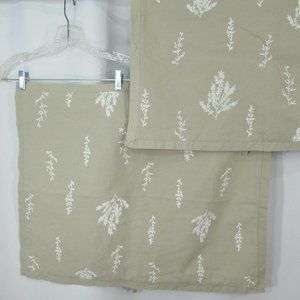 Ballard Botanical 2 Pillow Shams Standard Cotton Linen Blend Khaki White 22x28